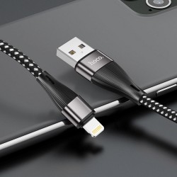 Universal USB to iPhone Lightning 8-pin 2,4A Melns | mobilo.lv