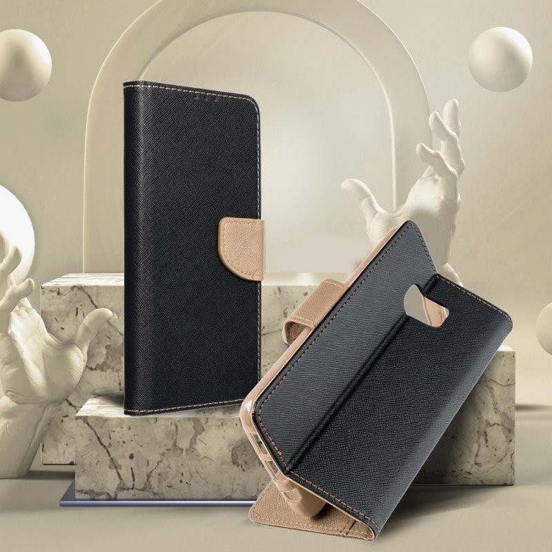 Fancy Book case for SAMSUNG S23 ULTRA black / gold