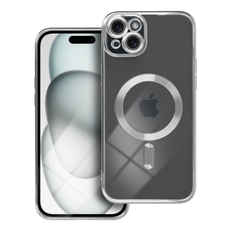 Electro Mag Cover case compatible with MagSafe for IPHONE 15 PLUS silver|mobilo.lv