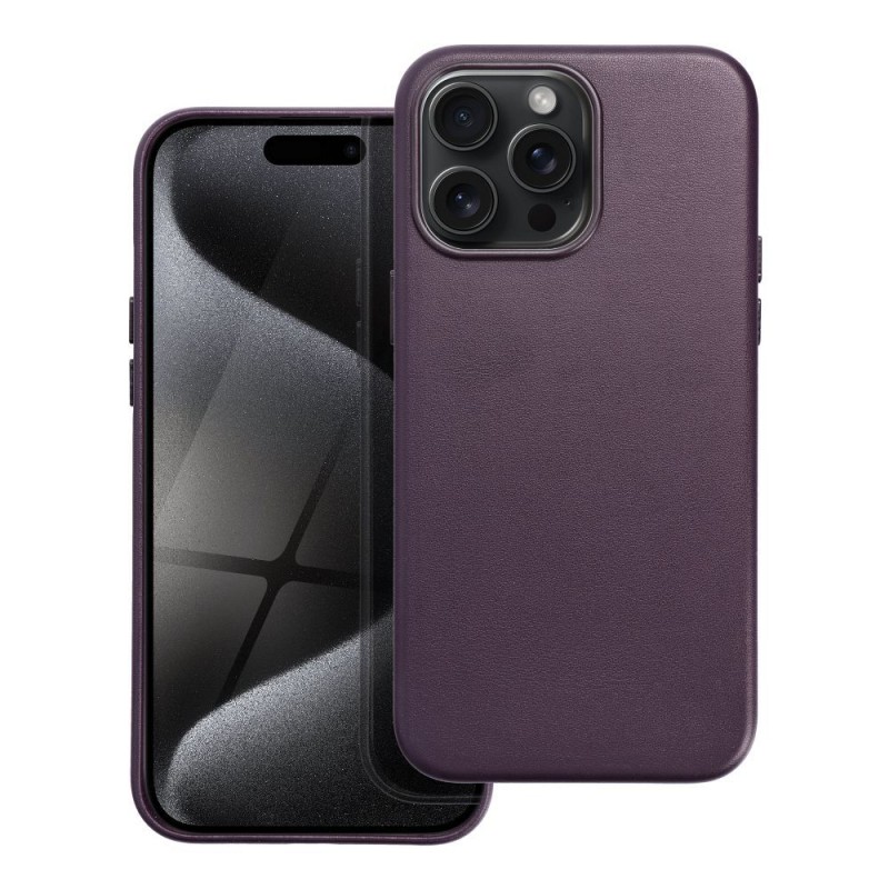 Leather Mag Cover for IPHONE 15 PRO MAX dark violet|mobilo.lv