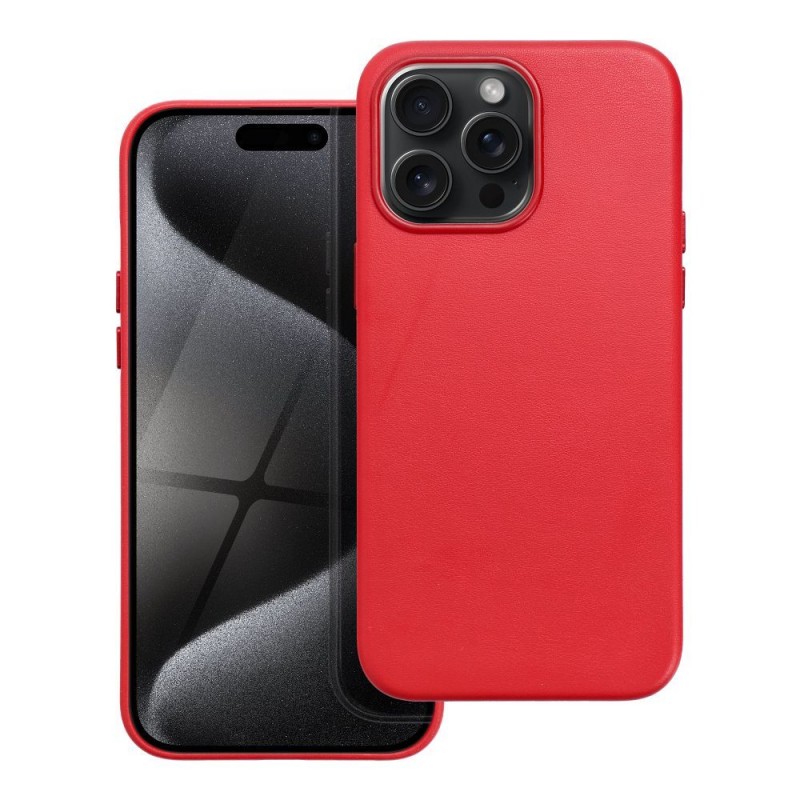 Leather Mag Cover for IPHONE 15 PRO MAX red | mobilo.lv