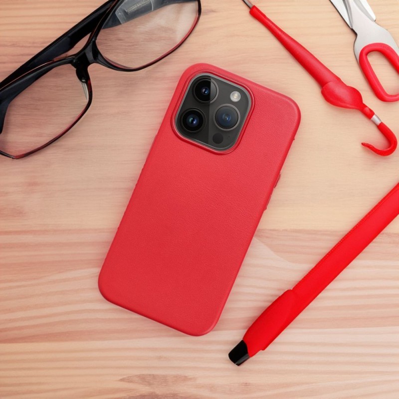 Leather Mag Cover for IPHONE 15 red | mobilo.lv