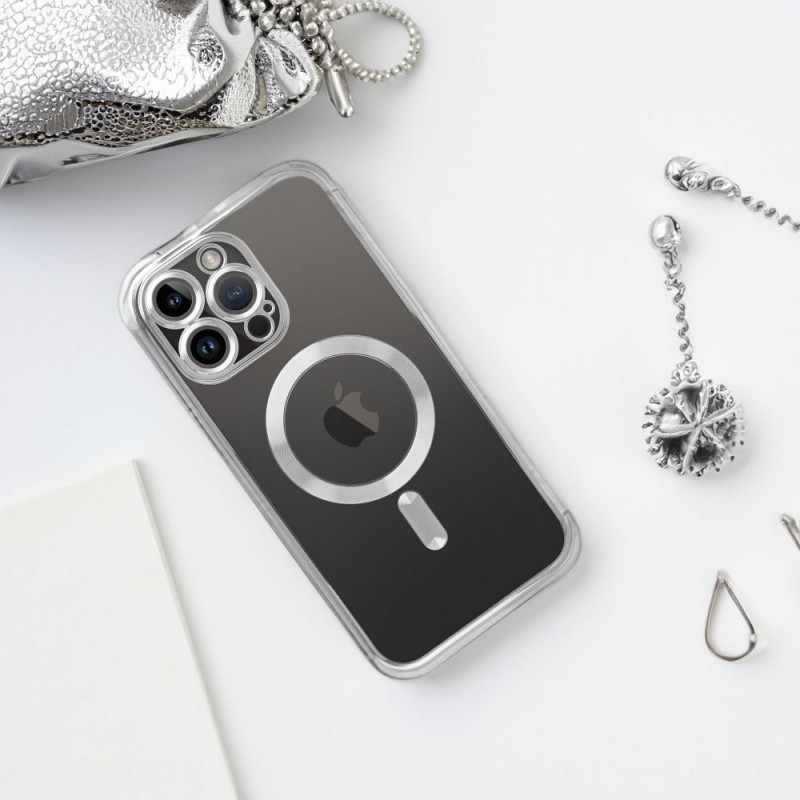 Electro Mag Cover case compatible with MagSafe for SAMSUNG S24 ULTRA silver | mobilo.lv