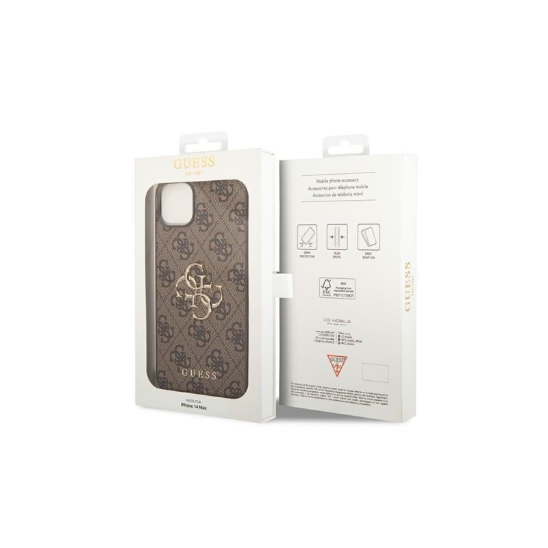 Guess GUHCP14S4GMGBR iPhone 14 6,1" brązowy/brown hardcase 4G Big Metal Logo|mobilo.lv