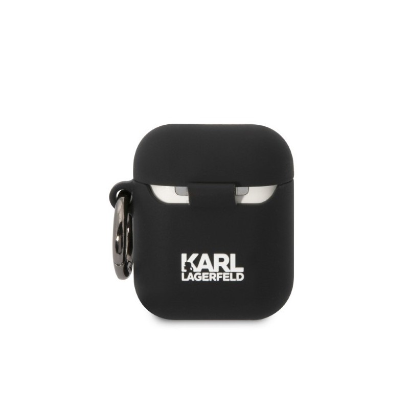 Karl Lagerfeld KLA2RUNIKK AirPods 1/2 cover black/black Silicone Karl Head 3D|mobilo.lv