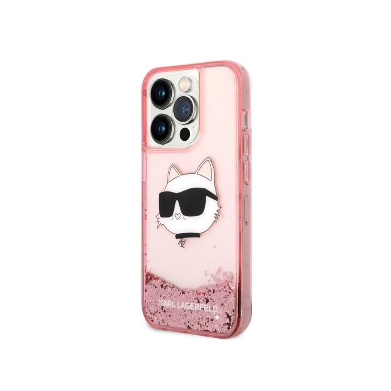 Karl Lagerfeld KLHCP14XLNCHCP iPhone 14 Pro Max 6.7" pink/pink hardcase Glitter Choupette Head | mobilo.lv