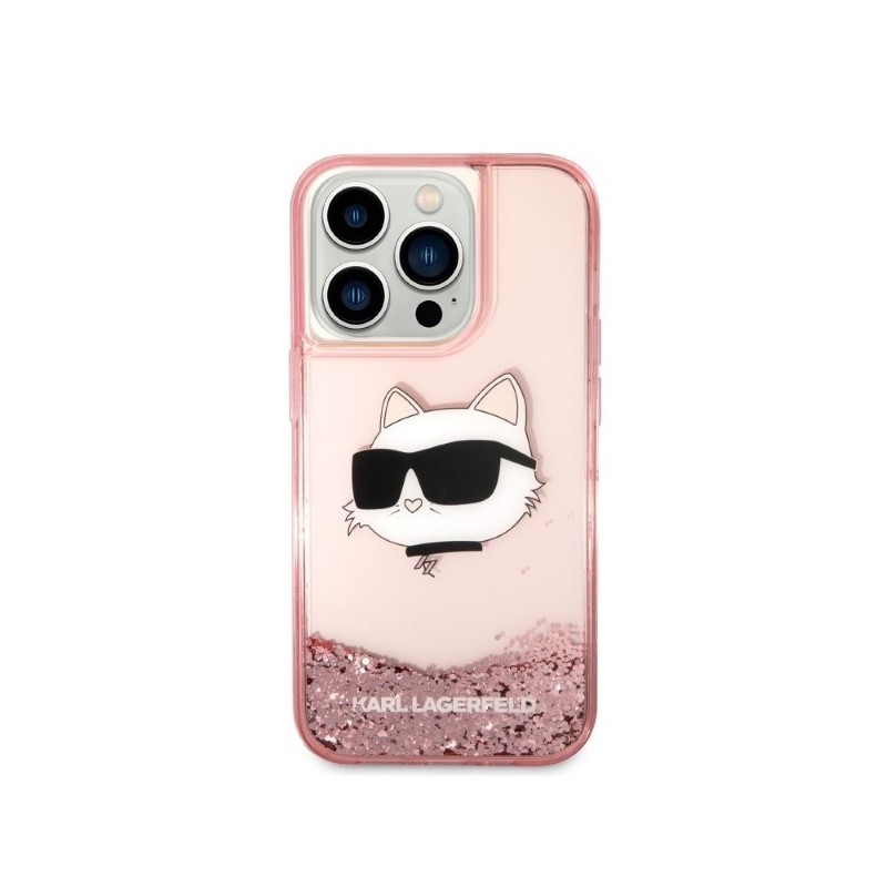 Karl Lagerfeld KLHCP14XLNCHCP iPhone 14 Pro Max 6.7" pink/pink hardcase Glitter Choupette Head | mobilo.lv