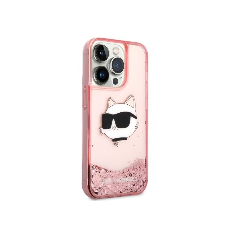 Karl Lagerfeld KLHCP14XLNCHCP iPhone 14 Pro Max 6.7" pink/pink hardcase Glitter Choupette Head | mobilo.lv