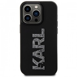 Karl Lagerfeld 3D Rubber Glitter Logo case for iPhone 15 Pro - black|mobilo.lv