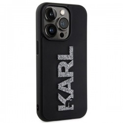 Karl Lagerfeld 3D Rubber Glitter Logo case for iPhone 15 Pro - black|mobilo.lv