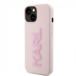 Karl Lagerfeld 3D Rubber Glitter Logo case for iPhone 15 - pink