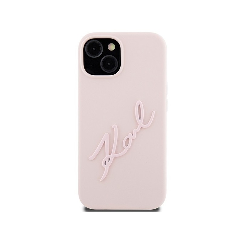 Karl Lagerfeld Silicone Karl Script case for iPhone 15 - pink | mobilo.lv