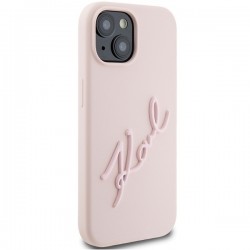 Karl Lagerfeld Silicone Karl Script case for iPhone 15 - pink | mobilo.lv