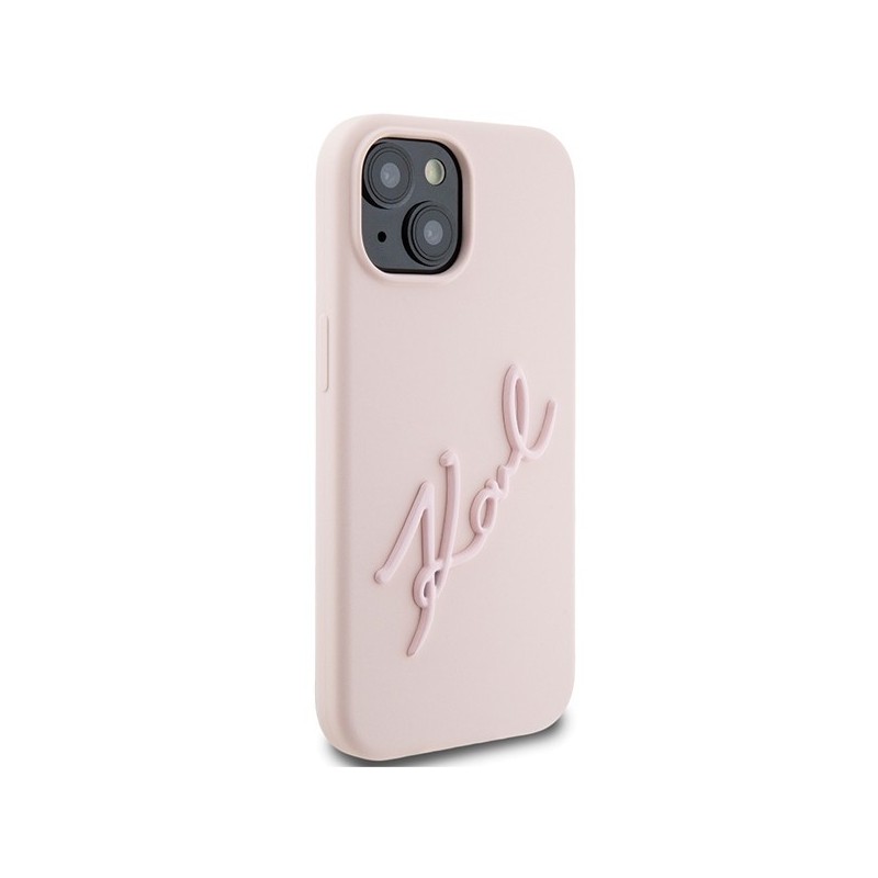 Karl Lagerfeld Silicone Karl Script case for iPhone 15 - pink | mobilo.lv