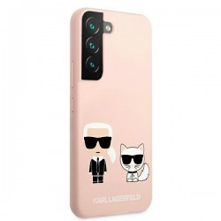 Karl Lagerfeld KLHCS22MSSKCI S22+ S906 hardcase jasno różowy/light pink Silicone Ikonik Karl & Choupette | mobilo.lv