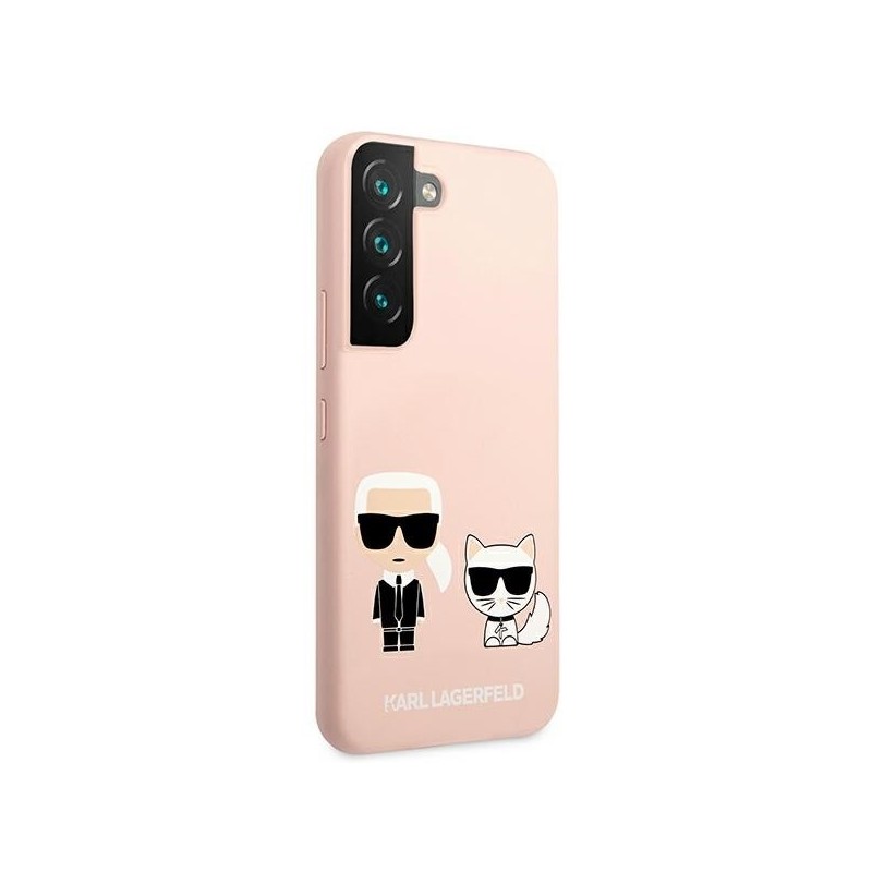 Karl Lagerfeld KLHCS22MSSKCI S22+ S906 hardcase jasno różowy/light pink Silicone Ikonik Karl & Choupette | mobilo.lv