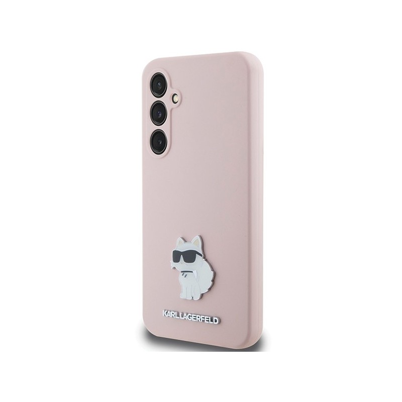 Karl Lagerfeld Silicone Choupette Metal Pin case for Samsung Galaxy S23 FE - pink | mobilo.lv