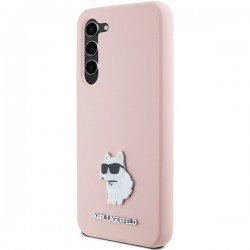 Karl Lagerfeld Silicone Choupette Metal Pin case for Samsung Galaxy S23+ - pink | mobilo.lv