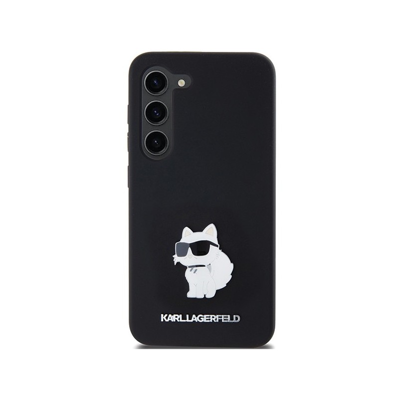 Karl Lagerfeld Silicone Choupette Metal Pin case for Samsung Galaxy S23 - black | mobilo.lv