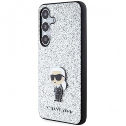 Karl Lagerfeld Fixed Glitter Ikonik Logo Metal Pin case for Samsung Galaxy S24+ - silver | mobilo.lv