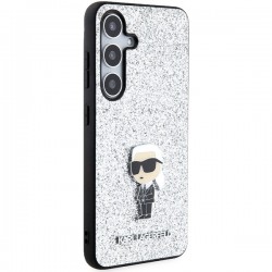 Karl Lagerfeld Fixed Glitter Ikonik Logo Metal Pin case for Samsung Galaxy S24+ - silver | mobilo.lv