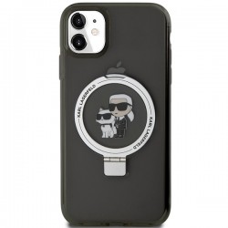 Karl Lagerfeld Ring Stand Karl&Choupette MagSafe case for iPhone 11 / Xr - black | mobilo.lv