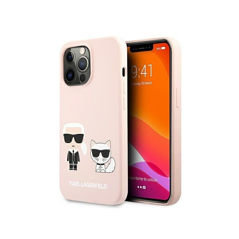 Karl Lagerfeld KLHMP13XSSKCI iPhone 13 Pro Max 6,7" hardcase jasnoróżowy/light pink Silicone Ikonik Karl & Choupette Magsafe | mobilo.lv