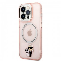 Karl Lagerfeld Iconic Karl&Choupette MagSafe case for iPhone 14 Pro - pink | mobilo.lv