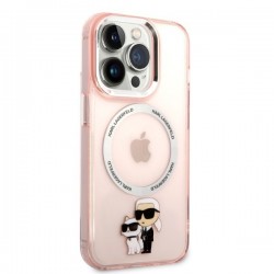 Karl Lagerfeld Iconic Karl&Choupette MagSafe case for iPhone 14 Pro - pink | mobilo.lv