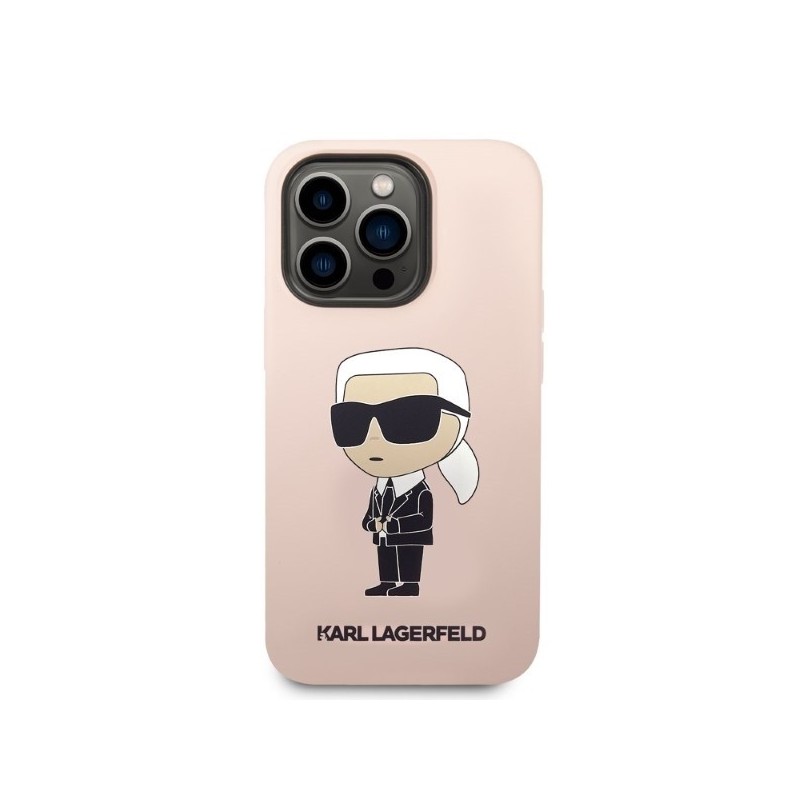 Karl Lagerfeld Silicone Ikonik MagSafe case for iPhone 14 Pro - pink | mobilo.lv