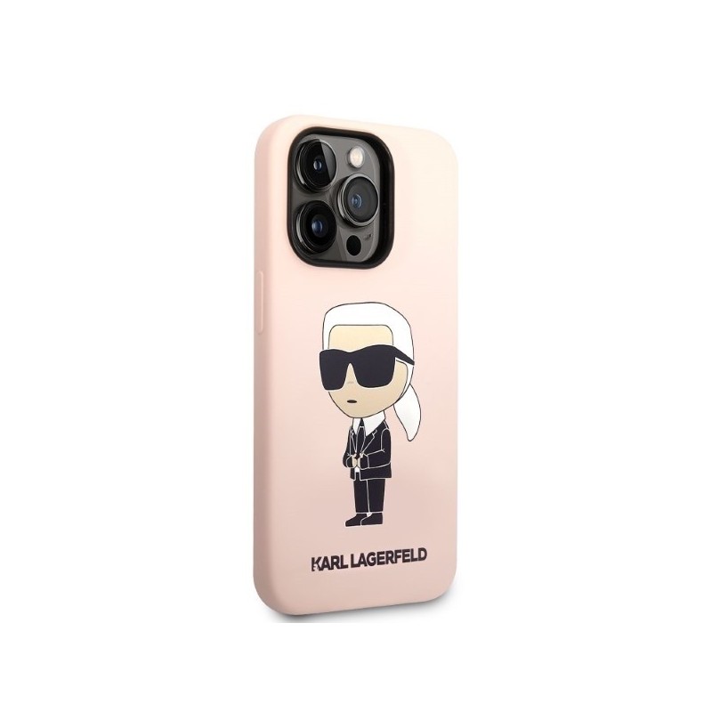 Karl Lagerfeld Silicone Ikonik MagSafe case for iPhone 14 Pro - pink | mobilo.lv