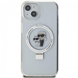 Karl Lagerfeld Ring Stand Karl&Choupette MagSafe case for iPhone 14 / 15 / 13 - white|mobilo.lv