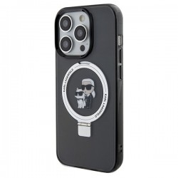 Karl Lagerfeld Ring Stand Karl&Choupette MagSafe case for iPhone 14 Pro Max - black | mobilo.lv
