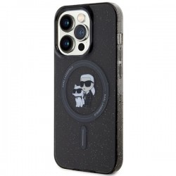 Karl Lagerfeld Karl&Choupette Glitter MagSafe case for iPhone 15 Pro - black | mobilo.lv