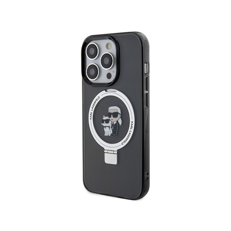 Karl Lagerfeld KLHMP15LHMRSKCK iPhone 15 Pro 6.1" black/black hardcase Ring Stand Karl&Choupette MagSafe | mobilo.lv