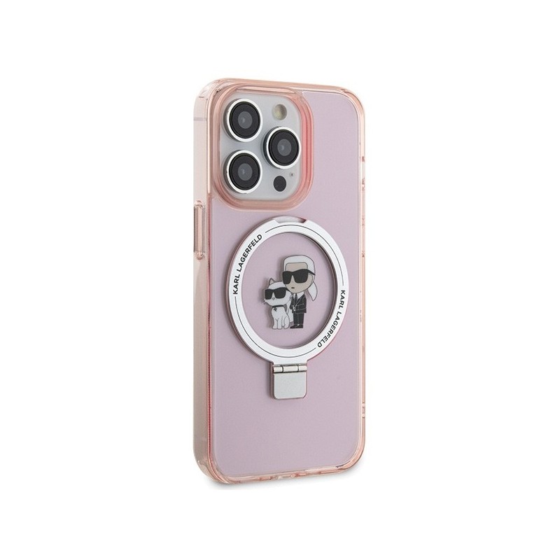 Karl Lagerfeld KLHMP15LHMRSKCP iPhone 15 Pro 6.1" pink/pink hardcase Ring Stand Karl&Choupette MagSafe | mobilo.lv