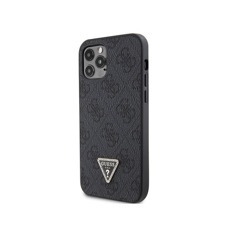 Guess GUHCP12MP4TDSCPK Case for iPhone 12 / 12 Pro - Black Crossbody 4G Metal Logo | mobilo.lv