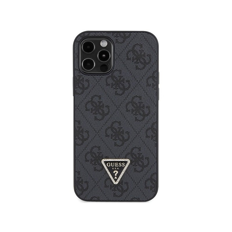 Guess GUHCP12MP4TDSCPK Case for iPhone 12 / 12 Pro - Black Crossbody 4G Metal Logo | mobilo.lv