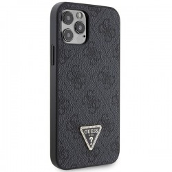 Guess GUHCP12MP4TDSCPK Case for iPhone 12 / 12 Pro - Black Crossbody 4G Metal Logo | mobilo.lv