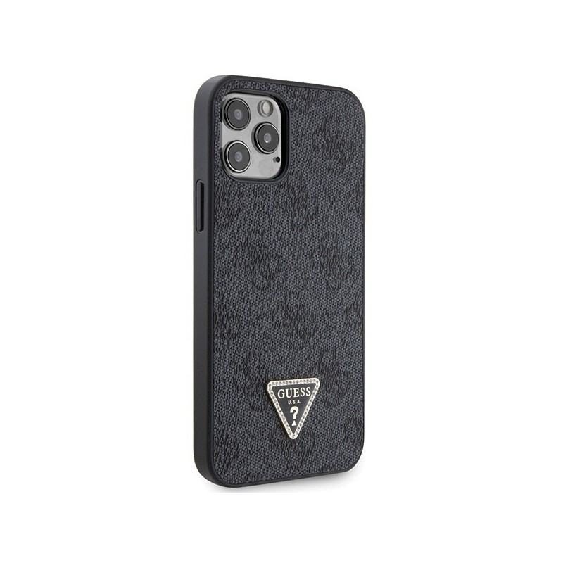 Guess GUHCP12MP4TDSCPK Case for iPhone 12 / 12 Pro - Black Crossbody 4G Metal Logo|mobilo.lv