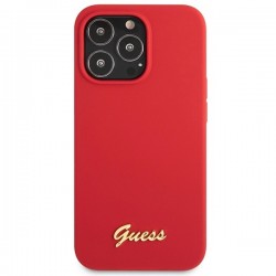 Guess GUHCP13XLSLMGRE iPhone 13 Pro Max 6.7" red/burgundy hard case Silicone Vintage Gold Logo|mobilo.lv