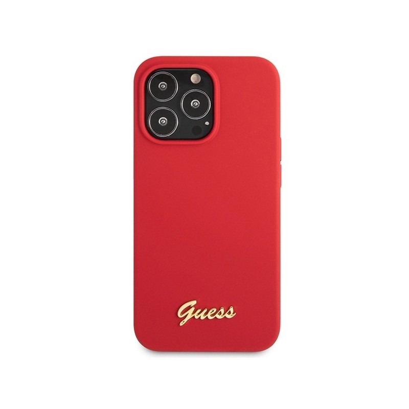 Guess GUHCP13XLSLMGRE iPhone 13 Pro Max 6.7" red/burgundy hard case Silicone Vintage Gold Logo|mobilo.lv