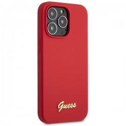 Guess GUHCP13XLSLMGRE iPhone 13 Pro Max 6.7" red/burgundy hard case Silicone Vintage Gold Logo|mobilo.lv