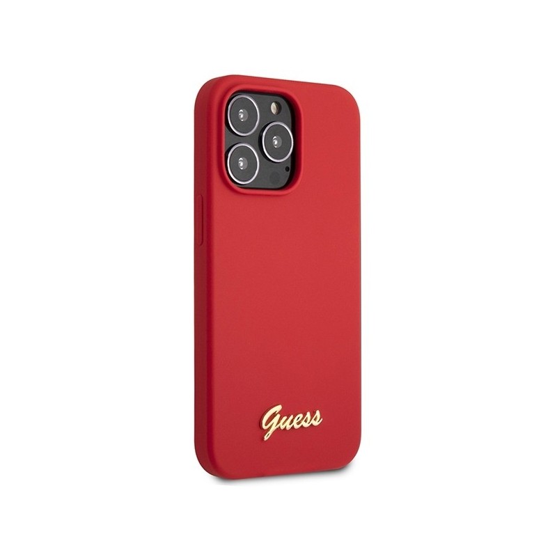 Guess GUHCP13XLSLMGRE iPhone 13 Pro Max 6.7" red/burgundy hard case Silicone Vintage Gold Logo|mobilo.lv