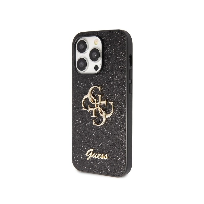 Guess GUHCP14LHG4SGK case for iPhone 14 Pro - black Glitter Script Big 4G | mobilo.lv