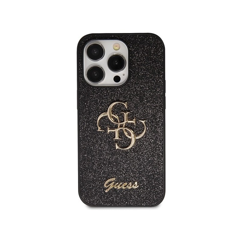 Guess GUHCP14LHG4SGK case for iPhone 14 Pro - black Glitter Script Big 4G | mobilo.lv