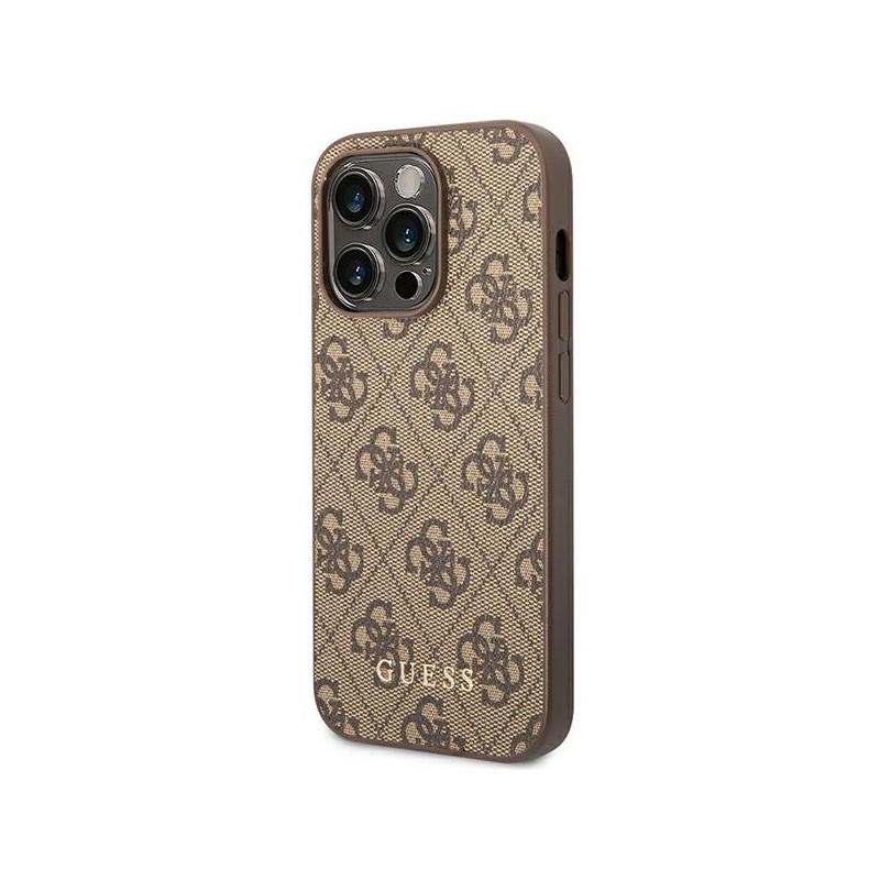 Guess iPhone 14 Pro Max 4G Metal Gold Logo Series Case - Brown|mobilo.lv