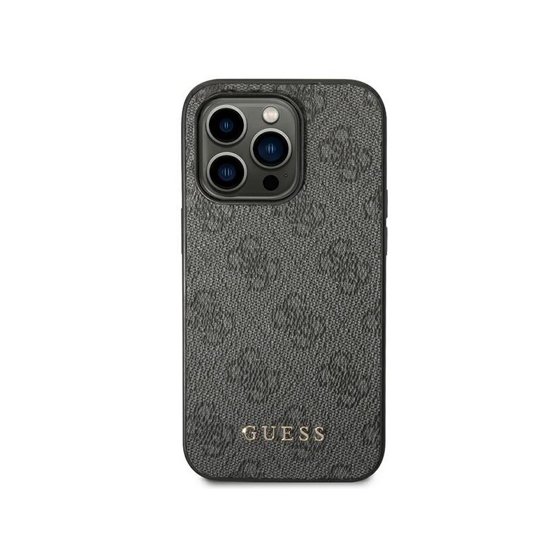 Guess GUHCP14XG4GFGR iPhone 14 Pro Max 6,7" szary/grey hard case 4G Metal Gold Logo|mobilo.lv