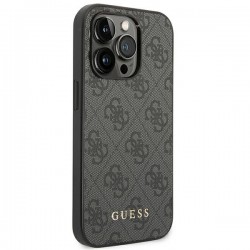 Guess GUHCP14XG4GFGR iPhone 14 Pro Max 6,7" szary/grey hard case 4G Metal Gold Logo | mobilo.lv