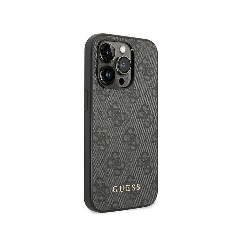 Guess GUHCP14XG4GFGR iPhone 14 Pro Max 6,7" szary/grey hard case 4G Metal Gold Logo | mobilo.lv